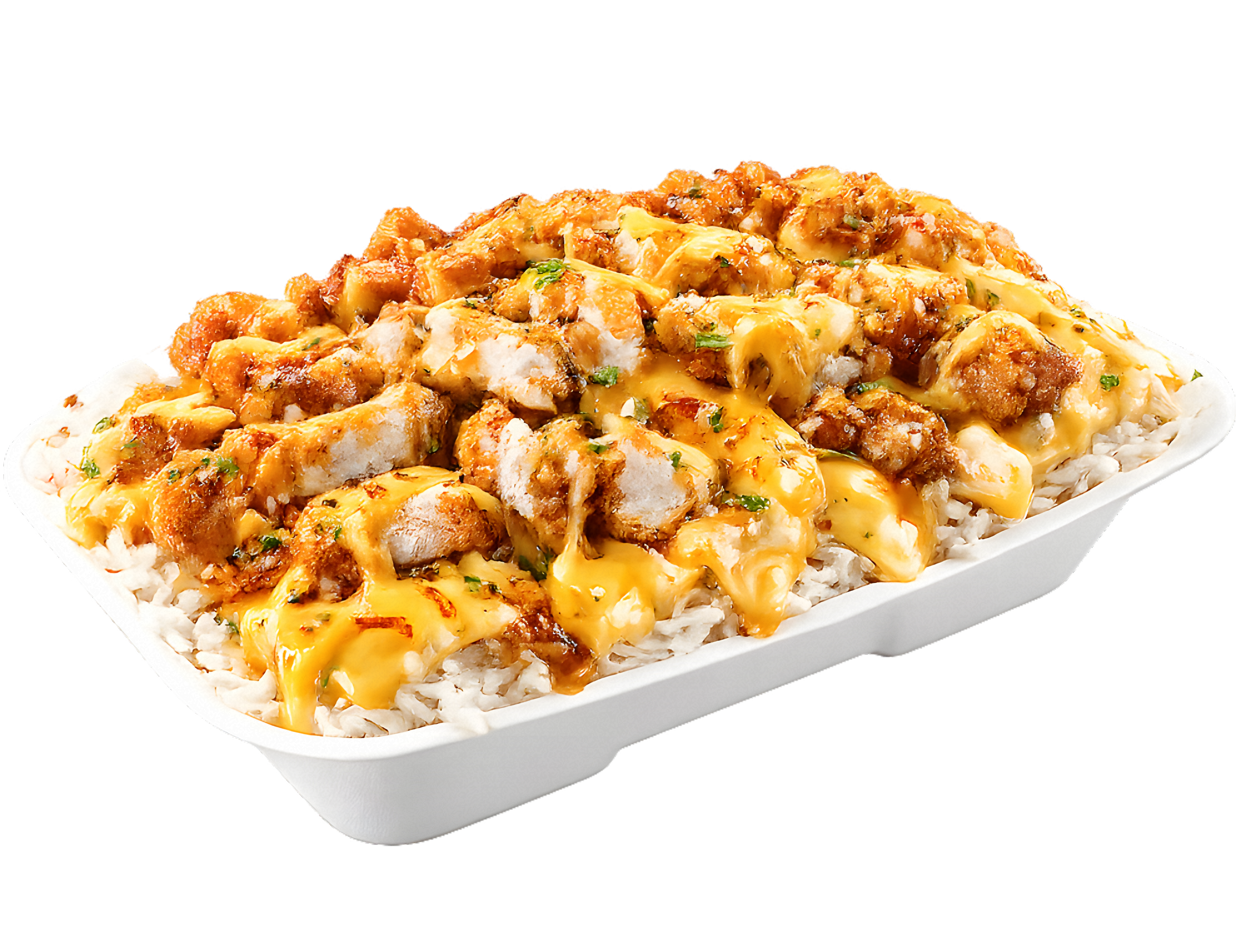 Cream'Riz — Riz, Poulet Croustillant, Sauce Cheesy Gourmande, Oignons Crispy, Persillade